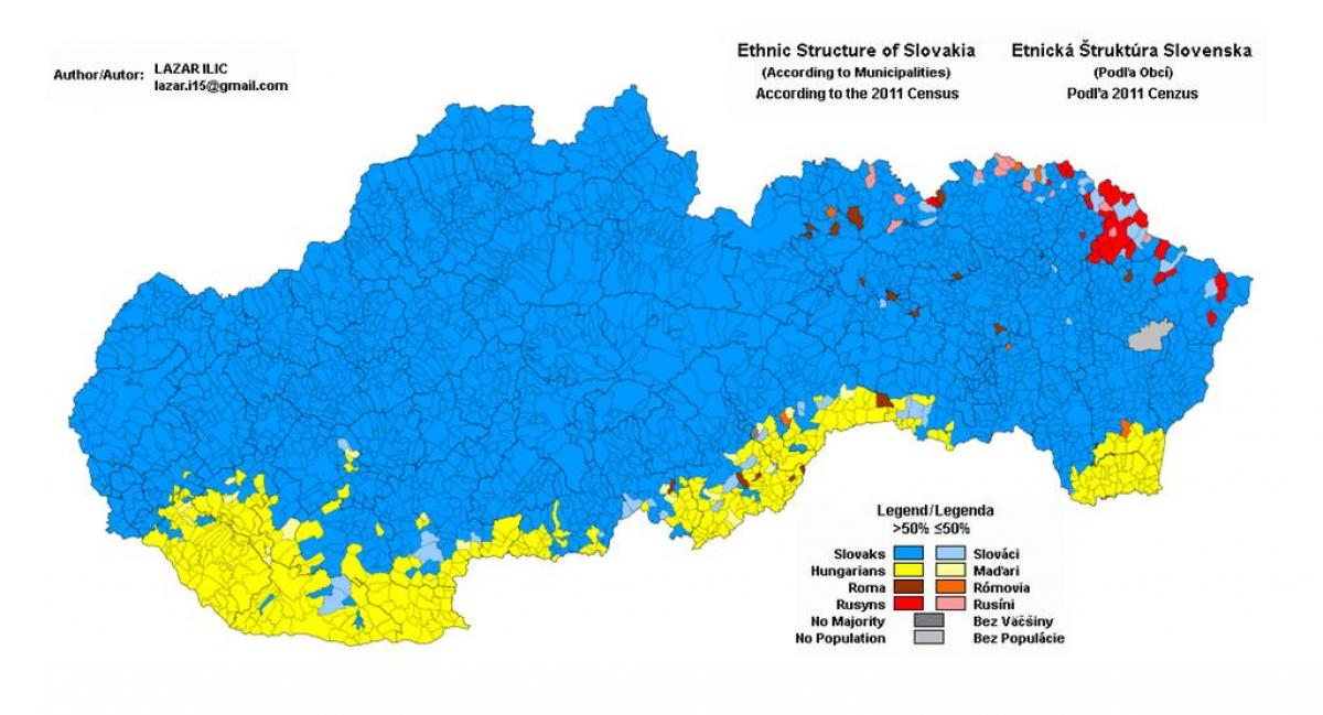 žemėlapis Slovakija etninės
