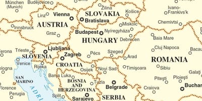 Žemėlapis Slovakija aplinkinių šalių