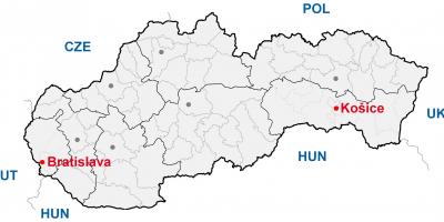 Žemėlapis košicė, Slovakija