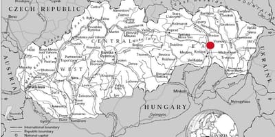 Žemėlapis rytų Slovakija