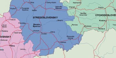 Žemėlapis Slovakija politinė