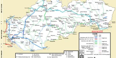 Slovakija traukinių žemėlapis