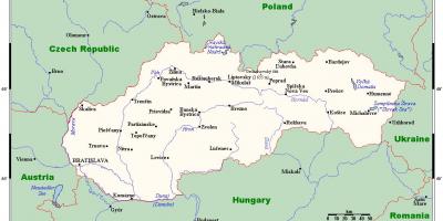 Žemėlapis Slovakija su miestų