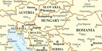 Žemėlapis Slovakija aplinkinių šalių
